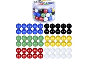 ROSYKIDZ Glass Marbles for Chinese Checker, Set of 60 Glass Marbles Only, 10 of Each Color / 16mm, with Potable Container and Carry Bag, for Marble Run, Marbles Game, Chinese Checkers