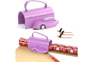 CUZNYAX Wrapping Paper Cutter, Upgraded Gift Wrap Cutter Tool, Christmas & Birthday Gift Wrapping Paper Cutter Slider, Holiday Gift Wrapping Tools Handle Push Cut Gift Wrap Paper Cutter