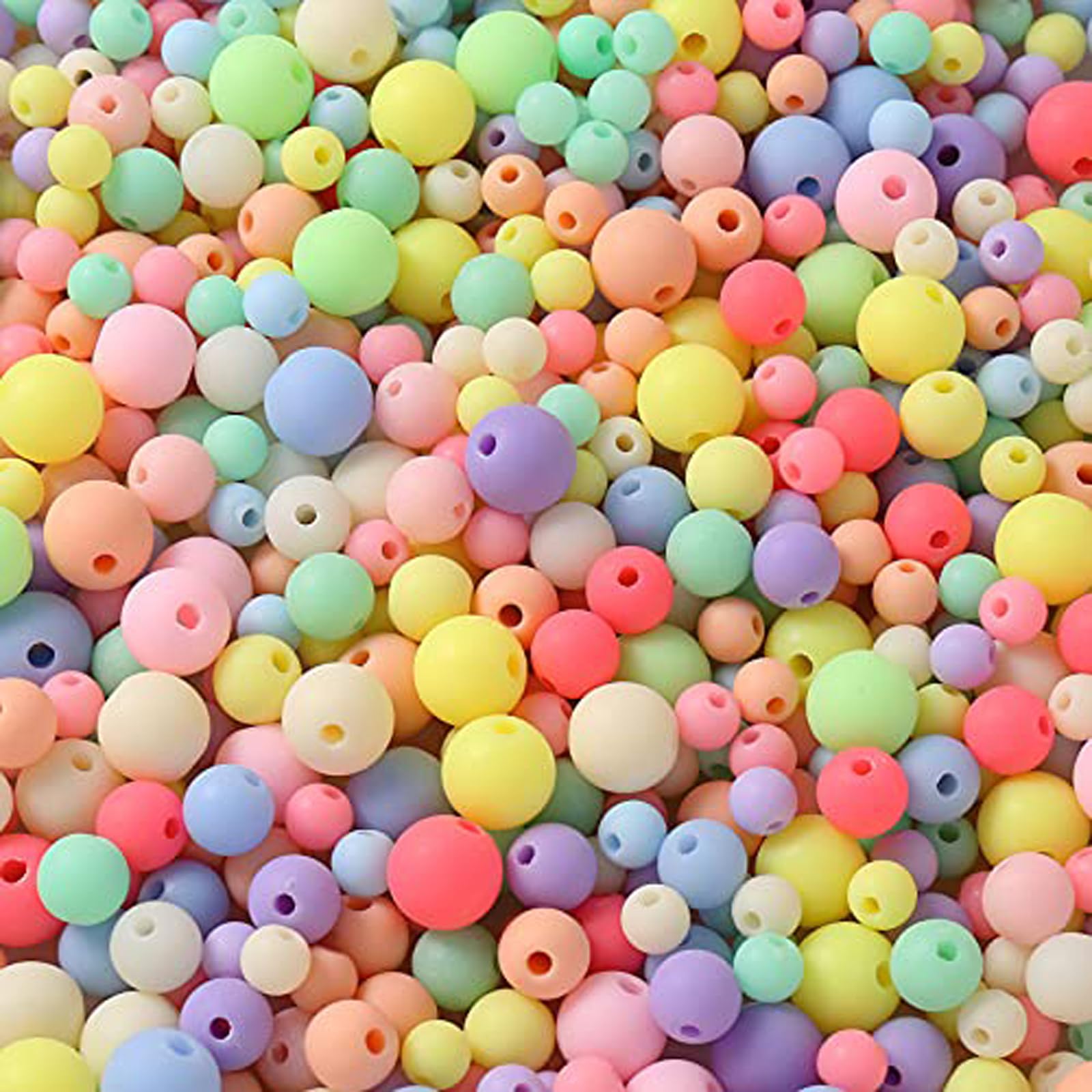 Herzwild Beads for threading, approx. 1100 pieces, matte craft beads, colourful acrylic beads, art beads for jewellery making, DIY necklaces, bracelets (matt, colourful/mixed)