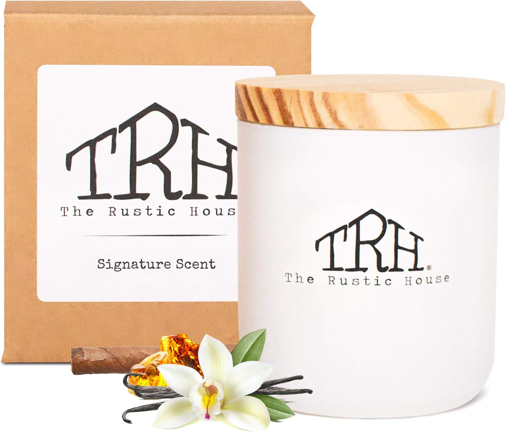 The Rustic House, Soy Candle, Signature Scent - Long Burning, Non-Toxic, Wood Lid, Aesthetic Glass Jar