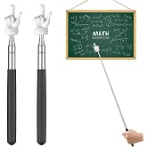Uniclife 2 Pcs Retractable Pointer Sticks for Classroom Teaching | Two mini telescopic finger pointers extend up to 22.3 inches for clear classroom teaching in elementary and kindergarten.