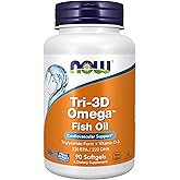 NOW Foods Supplements, Tri-3D Omega™, Triglyceride Form of Omega-3 Fish Oil + Vitamin D-3, Molecularly Distilled, 90 Softgels