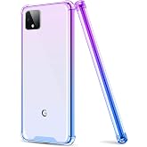 SALAWAT Compatible with Google Pixel 4 XL Case, Clear Cute Gradient Slim Phone Case Cover Reinforced TPU Bumper Hard PC Back Shockproof Protective Case for Google Pixel 4XL 6.3inch 2019 (Purple Blue)