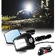Xprite UTV LED Side Rear View Mirrors Light Aluminum w/Puddle Lights, Fits 1.75"-2 Inch Roll Cage Bar for Polaris RZR Pioneer, SXS, Can-Am X3, Kawasaki Teryx Mule, Yamaha Rhino Wolverine
