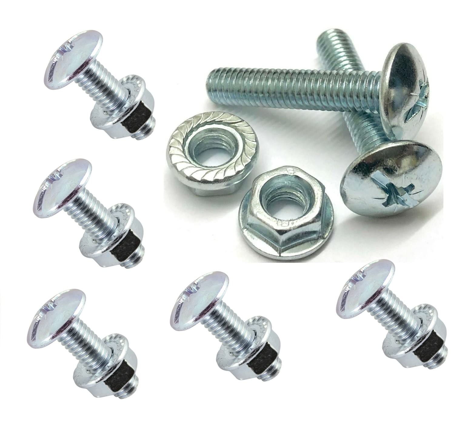 TERF® M6 X 80mm Roofing and Cable Tray Bolt with Flange Nut M6 (6mm) X 80mm Roofing Cable Tray Bolt Pozi Drive Dome Head with Serrated Hex Flange Nut Steel - Pack of 10