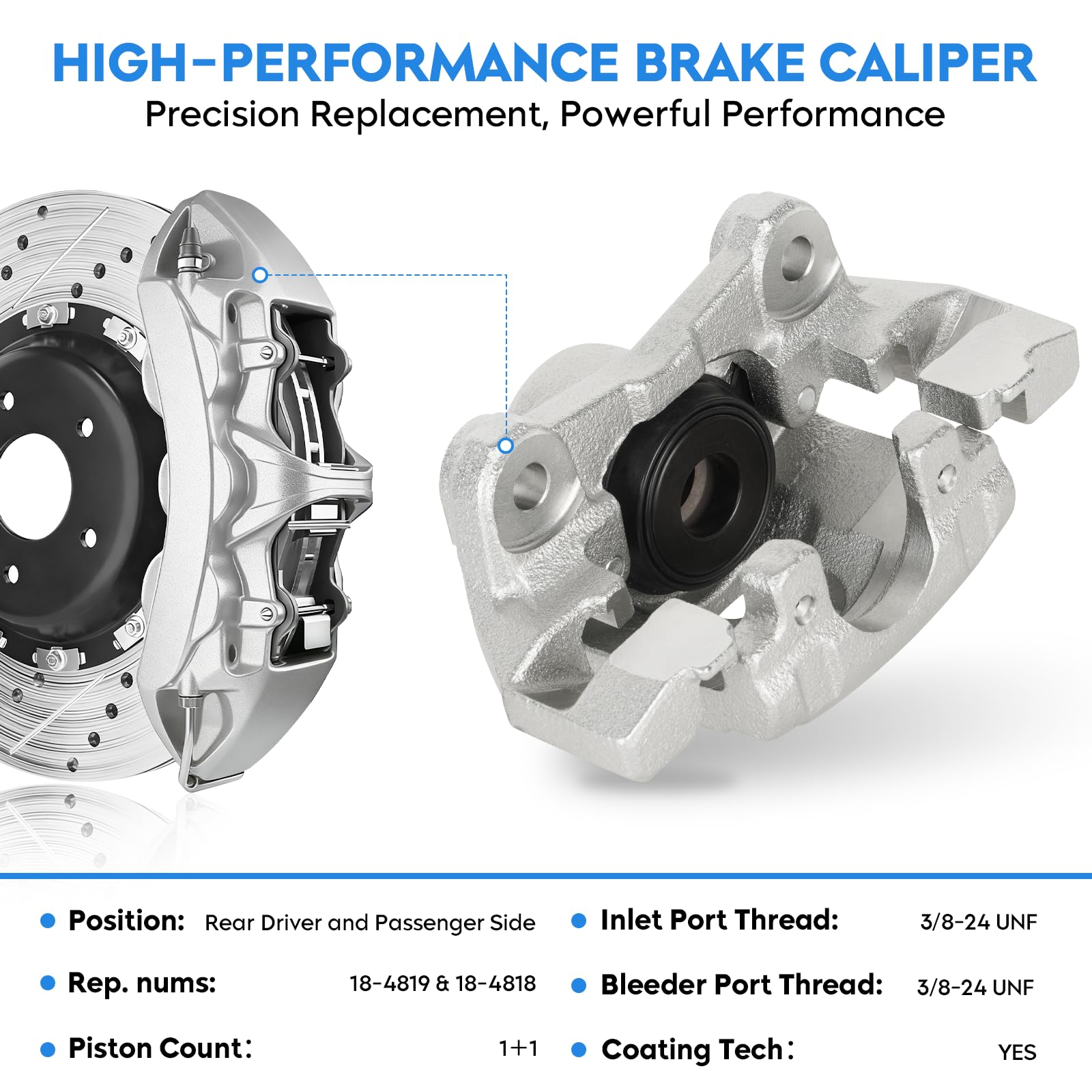 Condition photo showing New/Like New for rear disc brake calipers for jeep grand cherokee 1999 2000 2001 2002 2003 2004 4.0l & 4.7l, rear bra