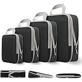 Compression Packing Cubes for Travel, 4 Set Expandable Packing Organizers, Lightweight Luggage Organizer Bags, Travel Essentials for Carry on, Handy Helper for Organizing Clothes,Black