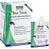 Dr. Fischer Tea Tree Oil Eye Wipes - Eyelid Wipes for Sensitive Eyes with Hyaluronic Acid and Chamomile, Makeup Remover, Daily Cleanser (30 wipes)