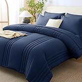 CozyLux Queen Size Comforter Sets - 7 Piece Bed in a Bag Navy Blue Comforter Set with Sheets Queen Bed Set All Seasons, Bedding Set with Down Alternative Comforter, Sheets, Pillowcases & Shams