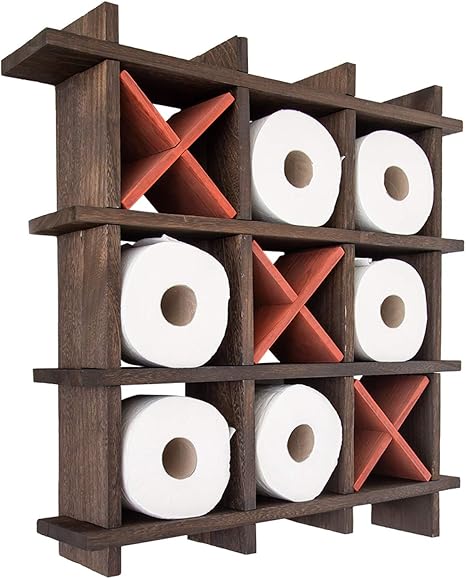 Rustic Tic-Tac-Toe Toilet Paper Holder 
