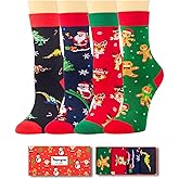 HAPPYPOP Christmas Socks for Kids Teens - Unisex Xmas Gift Ideas, Stocking Sock 4 Pack