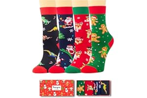 HAPPYPOP Christmas Socks for Kids Teens - Unisex Xmas Gift Ideas, Stocking Sock 4 Pack