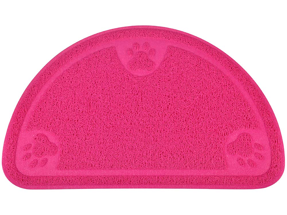 Large Cat Paw Print Litter Tray Mat,Door Mat, Kitty Litter Rug,Half Circle,60x36 cm (Rose Red)