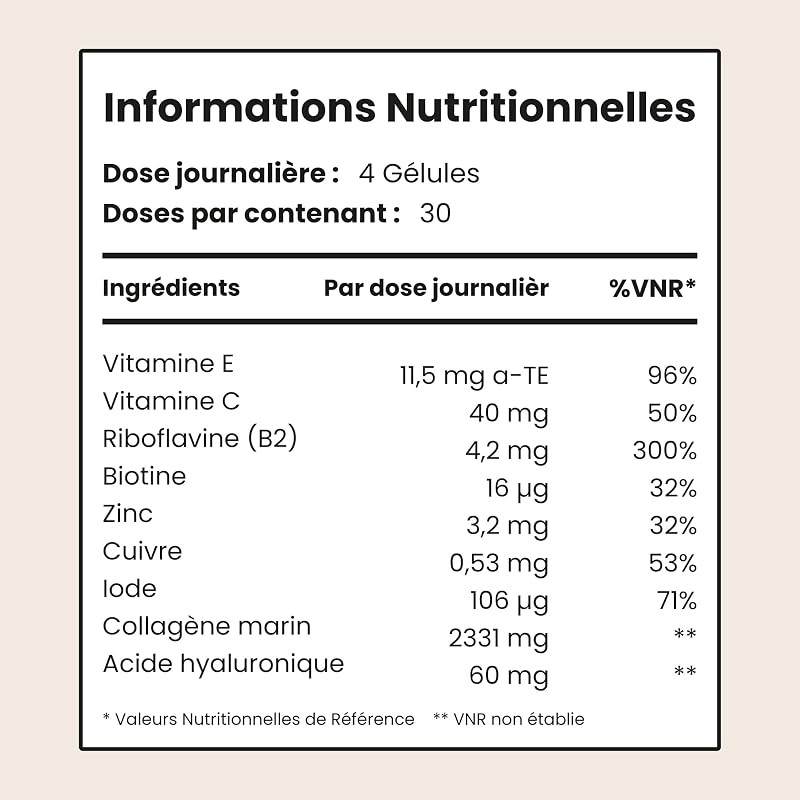 Collagène Marin et Acide Hyaluronique 2450 mg | Peptide de Collagene Marin Gelules + Vitamine C, E, B2, Zinc | Complément Alimentaire Peau, Cheveux, Articulations | VitaBright Collagene Hydrolysé
