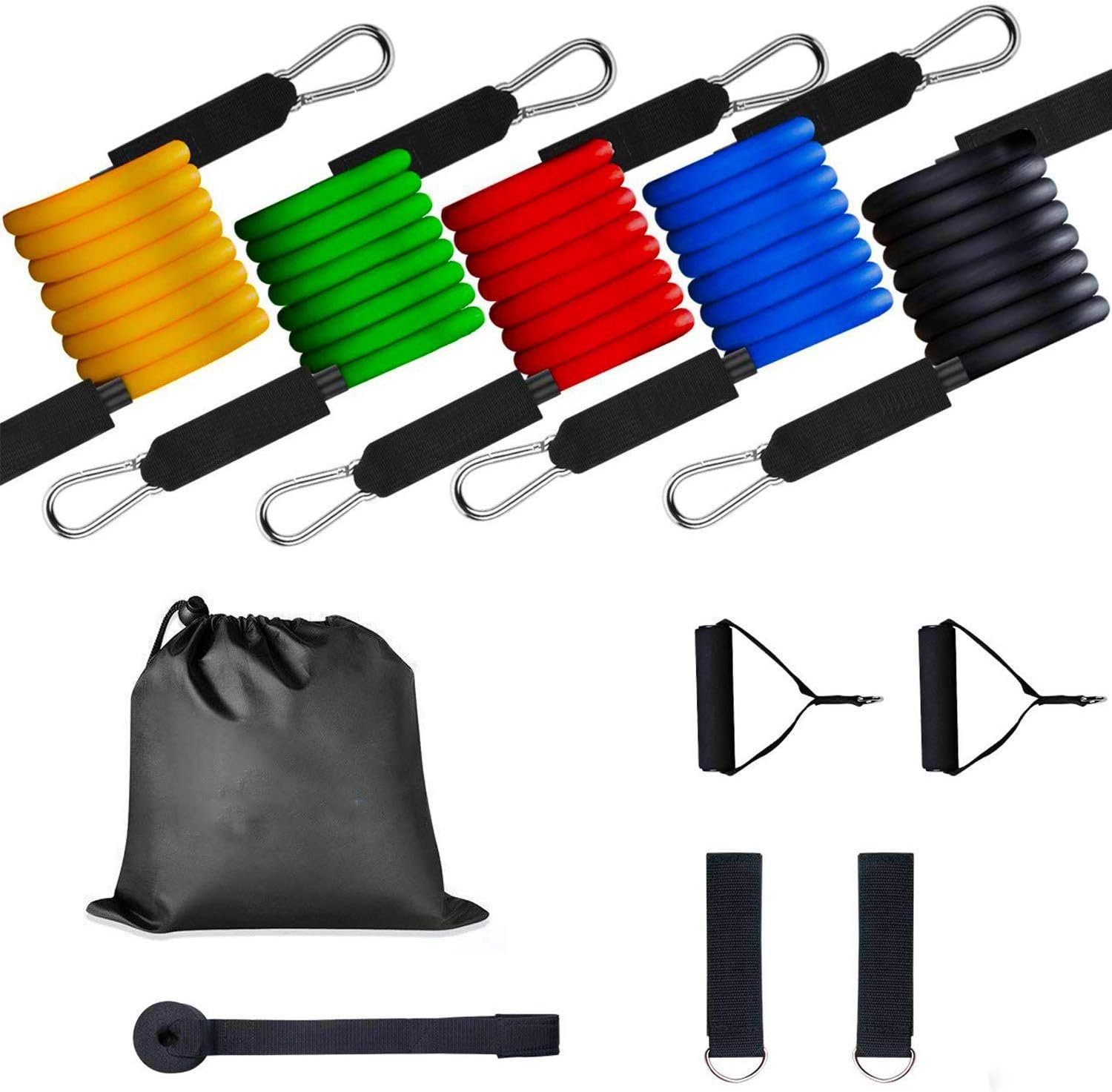 GuiiFan Exercise Resistance Bands Set Stackable up to 100 lbs Workout Resistance Tubes for Outdoor and Intdoor Sports Weight Lifting Yoga Pilates Abs Exercise Stretch Fitness Home Gym (S-03L)