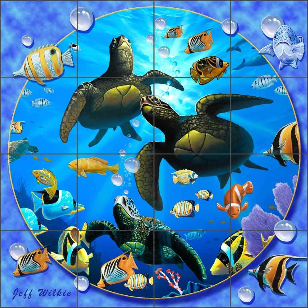 Amazon.com: Sea Turtle Art Tile Mural Backsplash Honu Paradise II by