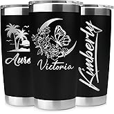 Personalized 20 oz Engraved Tumbler – Custom Name Stainless Steel Insulated Travel Cup, Double-Wall, Keeps Drinks Hot & Cold, Durable Powder-Coated Coffee Mug – Gift for Him, Her. (Black)