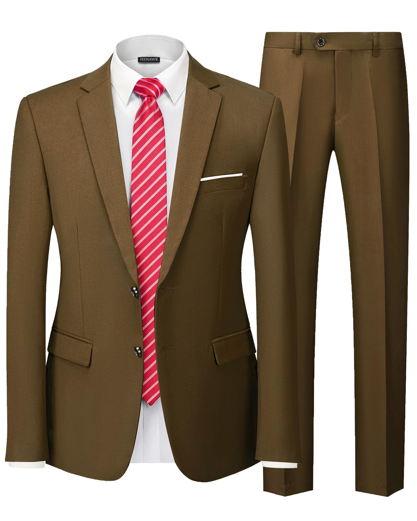 Hihawk Men's 2 Piece Slim Fit Suit with Stretch