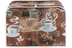 JEOCODY Toaster Bread Maker Cover with Handle - Coffee Theme Print, Wide Slot, Dust Protection