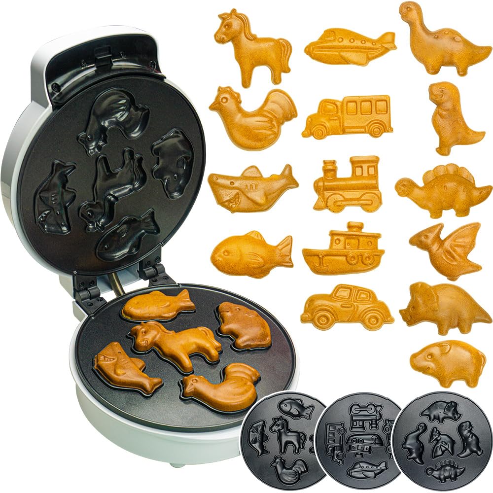 thumbnail image 2 of Mini Car-Shaped Waffle / Pancake Maker - Non-Stick & Easy Clean For Kids - Includes Recipes 2 of 6