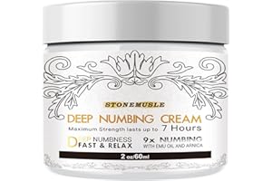 STONEMUSLE 7 Hours Maximum Strength Numbing Cream Tattoo (2oz/ 60ml), Painless Tattoo Numbing Cream, Numbing Cream for Tattoos Extra Strength with 9X Numbing, Emu Oil and Arnica - 2oz/ 60ml