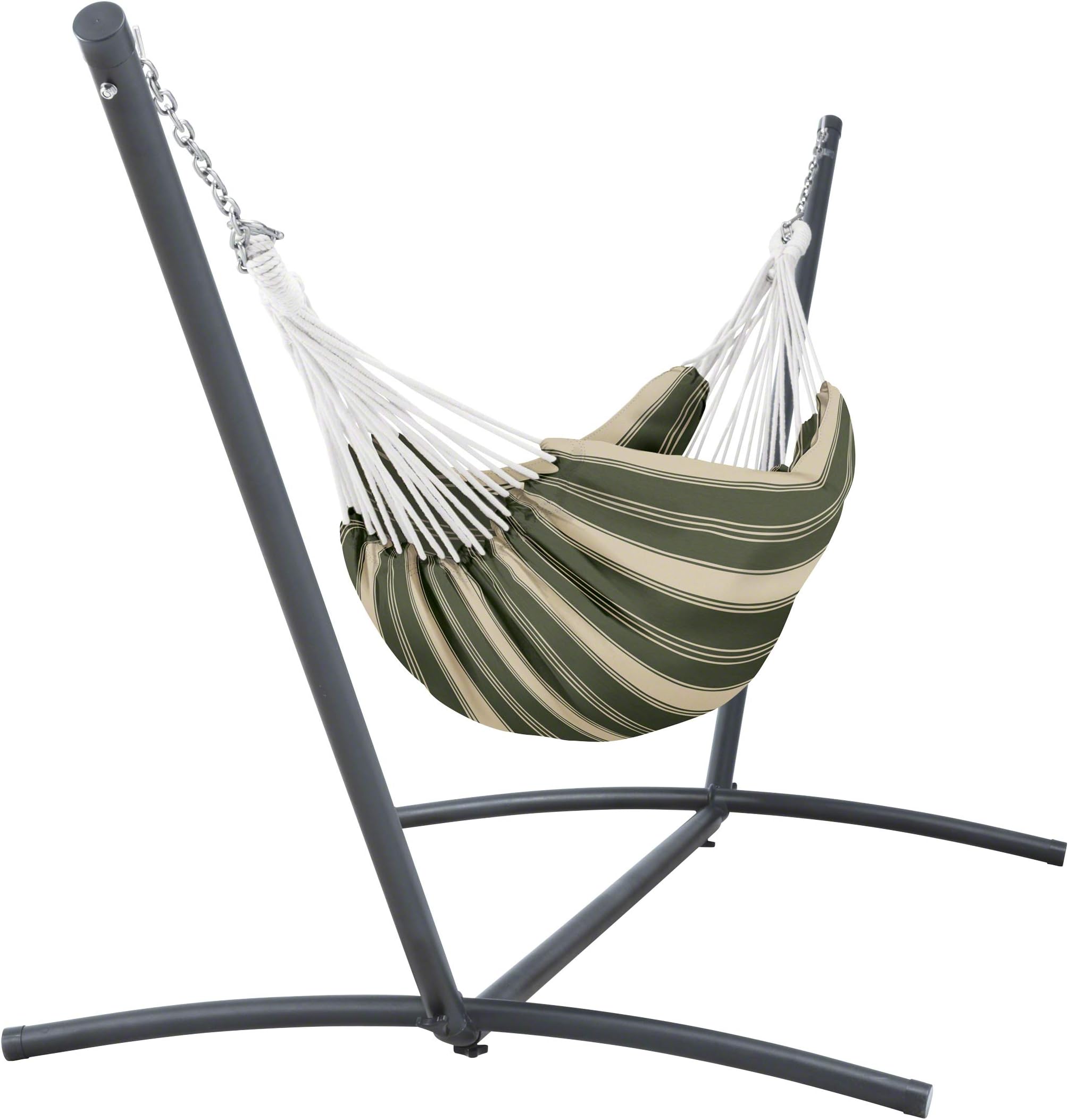 Classic Accessories Montlake FadeSafe Brazilian Hammock with Steel Stand, Fern Green Stripe