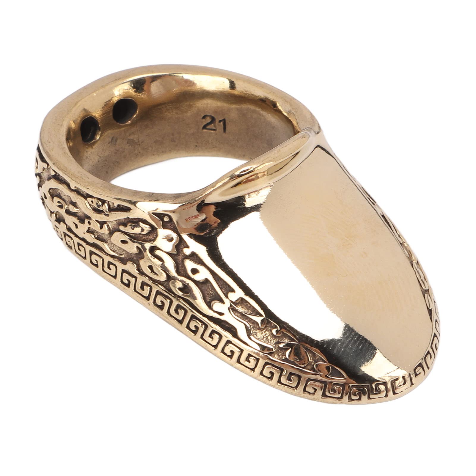 Archery Thumb Ring, Copper Engraving Pattern Design Thumb Protection Ring with Anti Lost Rope, for Preserve The Thumb from The Bowstring(21mm)