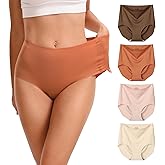 INNERSY Women's Seamless High Waisted Underwear No Show Panties Lightweight Full Coverage Briefs 4-Pack