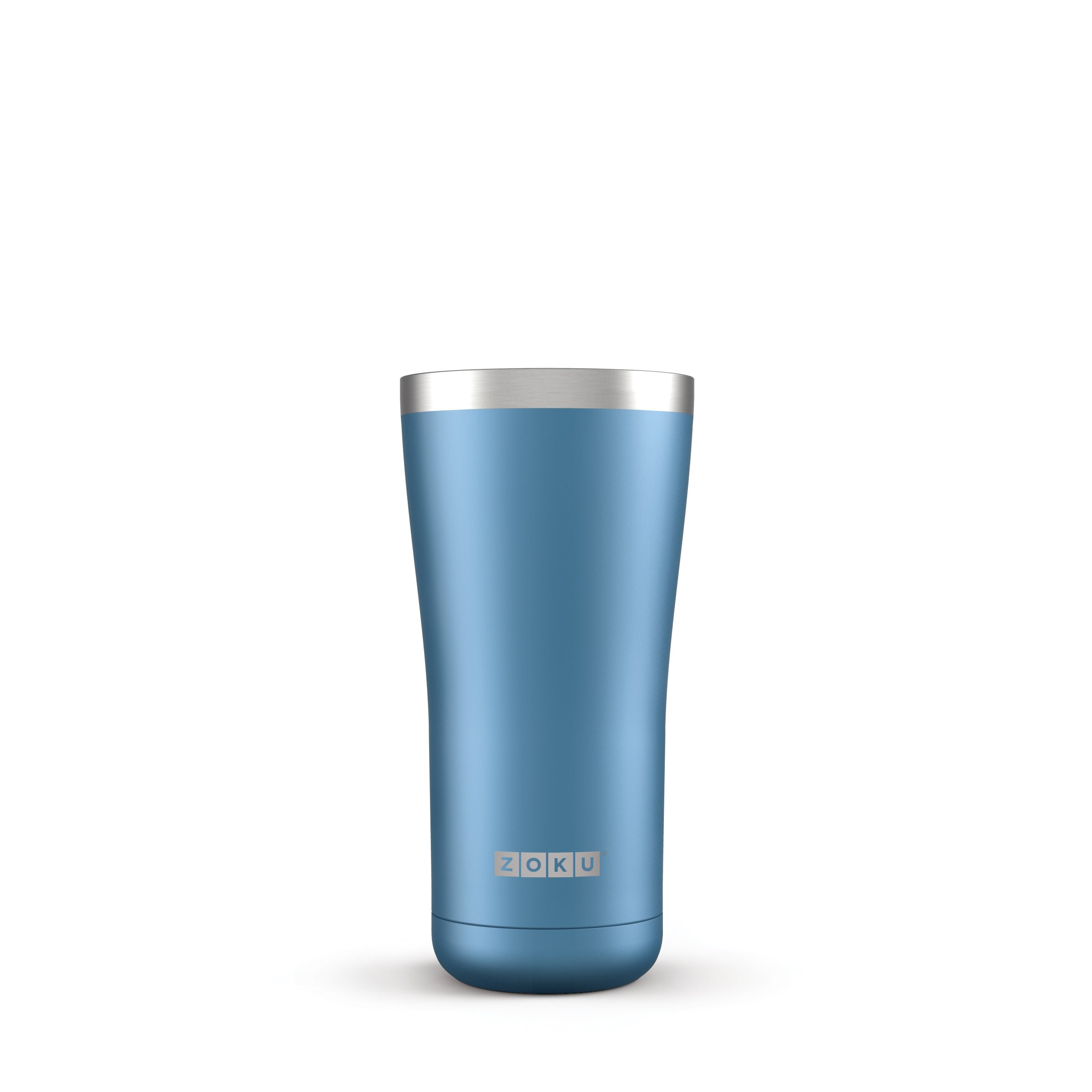 Zoku Stainless Steel Wide Mouth Tumbler; Large 20-Ounce Capacity; Metallic Blue; Vacuum Insulated Keeps Hot Drinks Hot,Cold Drinks Cold;Unique 3-In-1 Design for Drinking,Sipping, and Driving On The Go