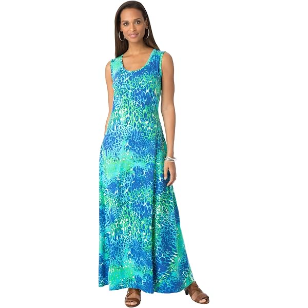 Jessica London Women's Plus Size Stretch Cotton Button Front Maxi Dress