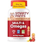 SmartyPants Adult Multi &amp; Omegas Multivitamin Gummies, 90 Ct | Omega 3 DHA/EPA, Vitamin D3, C, B12, B6, A, K, Zinc, Biotin, Clean Label, 30 Day Supply