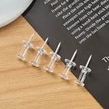 ZHIYE 100pcs Clear Thumbtacks Rose Gold Plastic Push Pins with Storage Box view 4