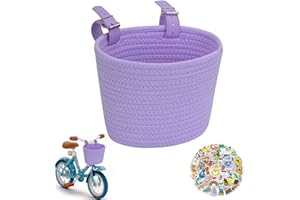 RELWEARS Kids Bike Basket Cotton Rope Woven Front Bicycle Basket for Boys Girls Bike Basket Kids Front Handlebar Basket for Scooter,Balance Bikes