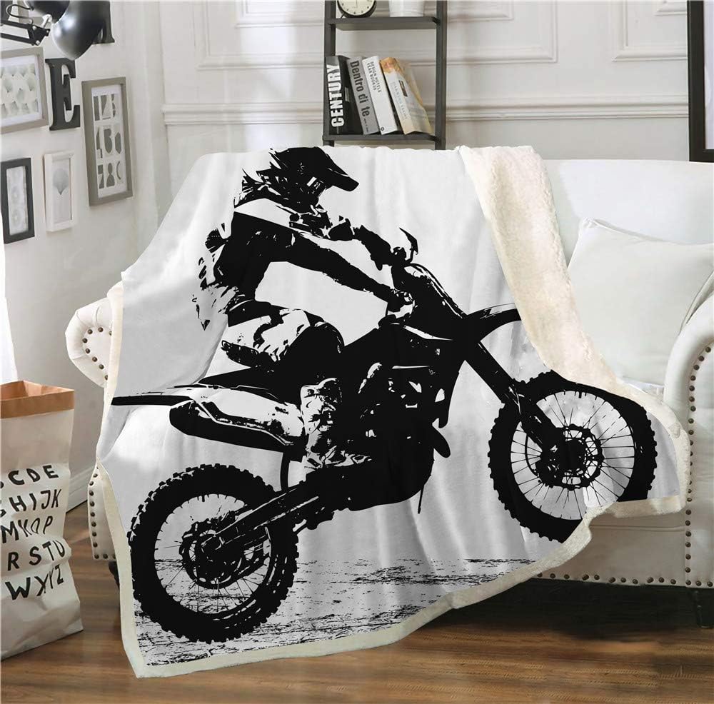 SHOMPE Dirt Bike Throw Blanket Motocross Racer Extreme