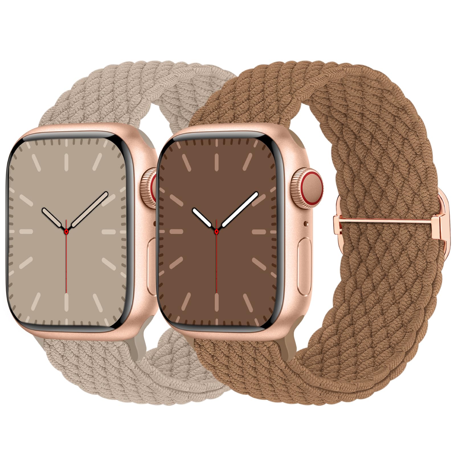 Nimblistic 2 Pack Stretchy Braided Solo Loop Compatible for Apple Watch Straps 42/44/45/46/49mm, Adjustable Sport Stretch Elastic Replacement Band for iWatch SE3/Series 11 10 9 8 7 6 5 4 3 2 1