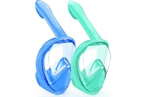 Kids Snorkel Mask Full Face, Snorkeling Gear for Kids 2-14 with Camera Mount, 180 Degree Panoramic View Snorkeling Set Anti-F