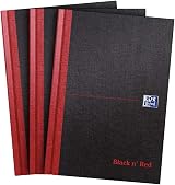 Black n Red Oxford A5 Notebook Hardback 192 pages Pack of 3
