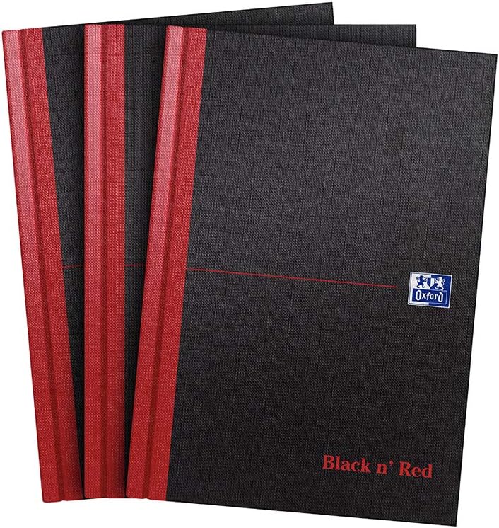 Black n Red Oxford A5 Notebook Hardback 192 pages Pack of 3