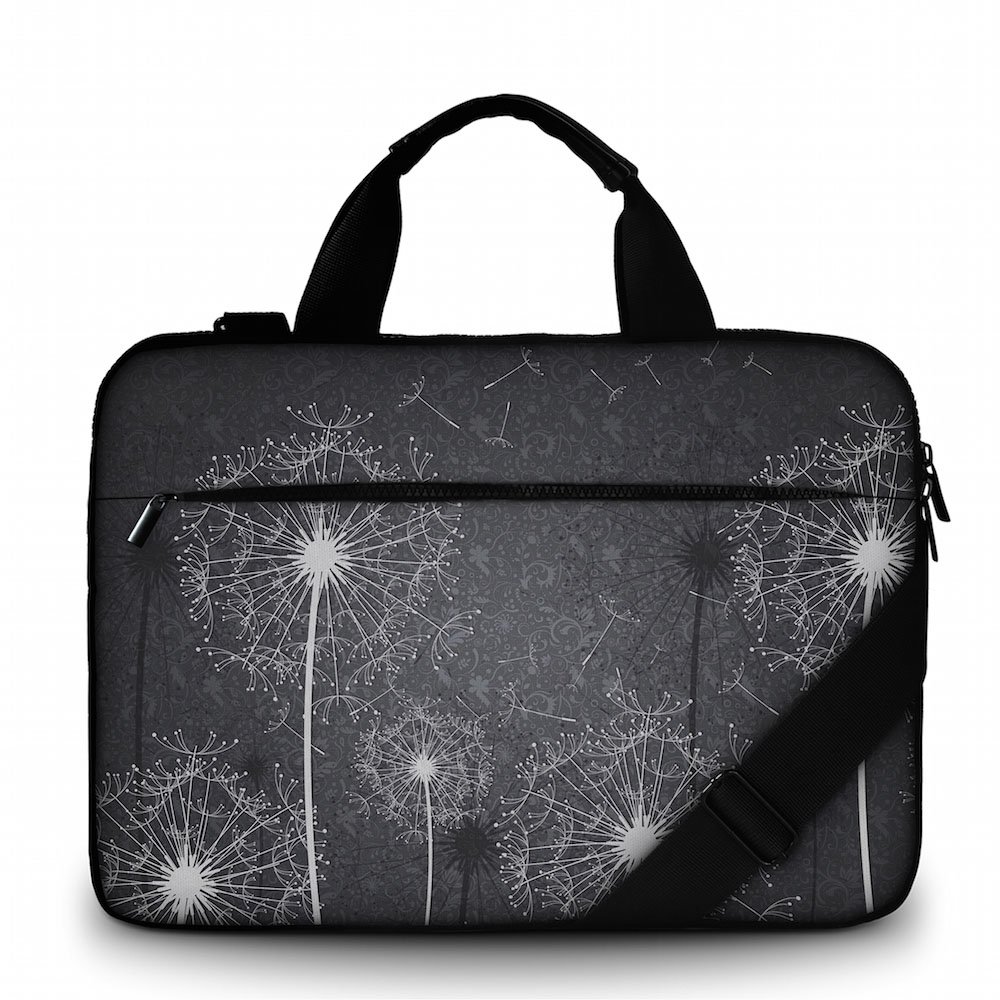Silent Monsters Laptop bag case 15.6 inch made of Canvas with pocket for accessories, Design: Dandelion โ image 1
