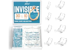 ELETIUO Ring Size Adjusters Set for Loose Rings,30 Pack-10 Sizes,Invisible Ring Size Reducer Spacer Ring Resizer Tightener Ring Guard in 2 Styles with Organizer