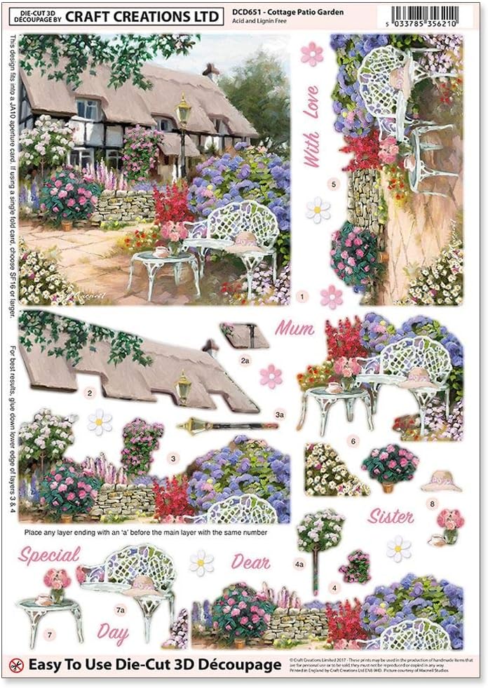 Craft Creations Die Cut 3d Decoupage Dcd651 Country Thatched