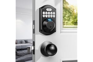 TEEHO Fingerprint Keyless Entry Door Lock - Keypad Deadbolt with Handle - Auto Lock, Easy Install - Matte Black
