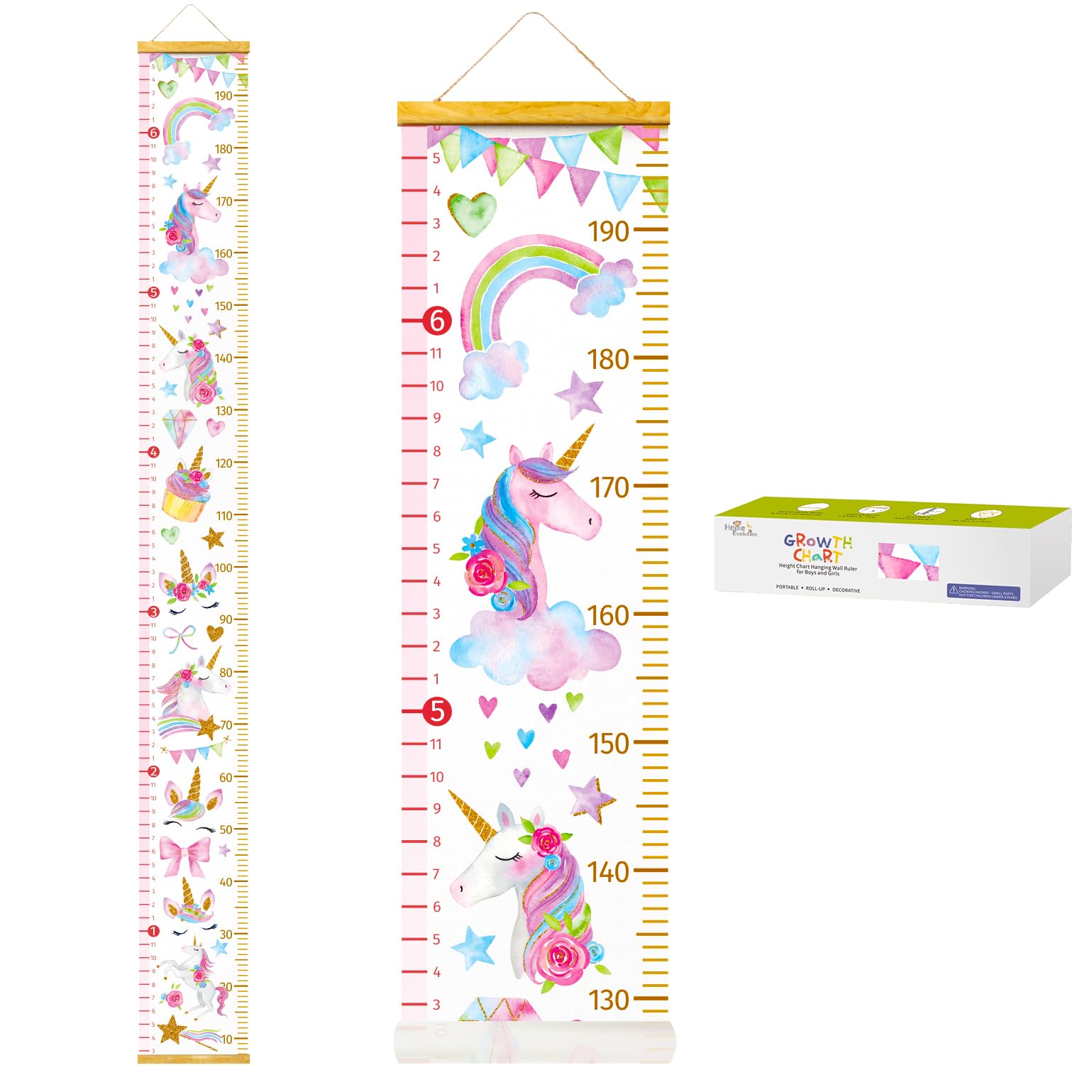 HomeEvolution Kids Growth Chart Height Measuring Chart, Unicorn Canvas ...