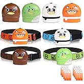KunHe 8 Pack LED Kids Headlamp with Animal Designs Adjustable Headlight for Camping Running Christmas Stocking Stuffers Christmas Gifts for Girls Boys Batteries Included