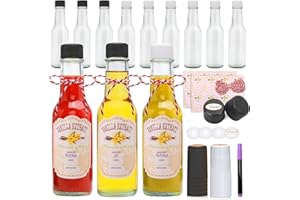 Cadamada 5 oz Hot Sauce Bottles, Woozy Bottles, Glass Bottle with White Lid, Leak Proof Screw Lid, For Oil, Sauces, Vodka, Ketchup, Tabasco, Honey, Great for the Kitchen, Gift Giving, Set of 12