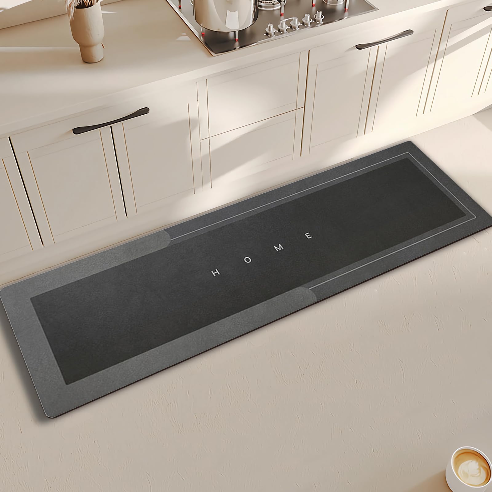 Topzywlc Kitchen Mat Non Slip Anti Mould 45 * 150 cm, Quick Dry Magic Kitchen Floor Mat, For Bathroom, Bedroom, Kitchen, Toilet, Door, Washing Table (Rectangular Dark Gray, 45 * 150 cm)