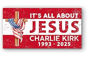 VOTANTA (7.5"x3.75") It's All About Jesus Charlie Kirk 1993-2025 Bumper Sticker, Justice for Charlie Jesus Cross Patriotic Political Decals Gifts for Car Truck Windows