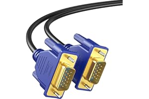 VGA Cable 6 Feet, Gold-Plated Shielded VGA Male to Male Monitor Computer Cable Adapter Cord 15 Pin HD15 1080P@60Hz Full HD Hi