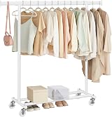 SONGMICS Clothes Rack on Wheels Heavy Duty 100 kg Extendable Rail 92-132 cm view 1