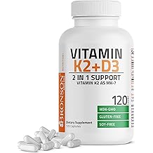 Bronson Vitamin K2 (MK7) with D3 Supplement Non-GMO Formula 5000 IU Vitamin D3 &amp; 90 mcg K2 MK-7 Easy to Swallow D &amp; K Complex